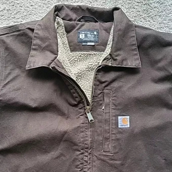 Vintage Carhartt Chore Jacket Men XL Brown Sherpa Lined Barn Work Duck Canvas - Picture 3 of 15